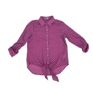 Kut from the Kloth Pink Blue Polka Dot Long Sleeve Blouse Size Small Women’s